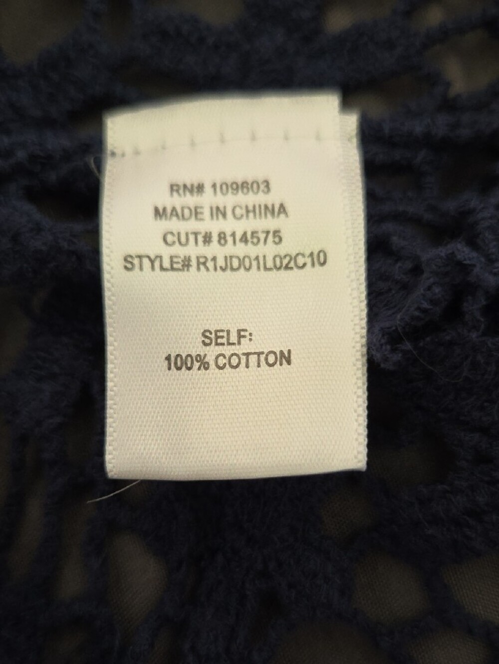 Rabbit Rabbit Rabbit Navy Crochet Floral-Edge Button Cardigan - Picture 10 of 11